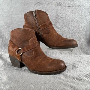 Born Carmel Suede Harness Ankle Boots‎ Classic Brown Bohemian Western Festival